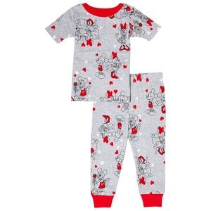 Disney Mickey Mouse Minnie Mouse Valentine's Day Toddler Pajama Set, Size 3t